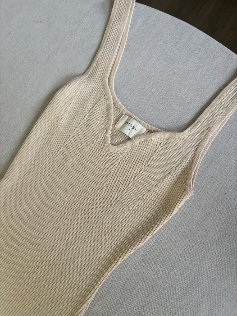 Dissh Ivory Knit Sleeveless Maxi Dress M Minimalist Quiet Luxury - Picture 3 of 8